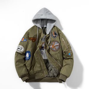 Herrenjacken Herbst- und Winter-Bomberjacke für Männer im koreanischen Stil mit Stickerei, Uni-Kapuzenpullover mit Reißverschluss, japanische Streetwear, dicke Windjacke 230216