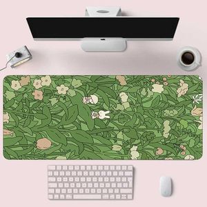 Mouse Pads Wrist Rests Green Plant Gaming Mousepad Grande Keyboard Office Large Mouse Pad Gamer Rubber Computer Notebook Laptop Anti-Slip Desk Mat T230215