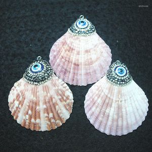 Pendant Necklaces 2PC Shell Pendants With Resin Eye Rhinestone For Lovely Women Making Sea Beach Shops Selling Souvenir Items 50mm