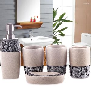 Bath Accessory Set European Bathroom Five-piece Resin Toothbrush Rack Mouth Cup Wash Creative Supplies Suite Tray Wedding Gift