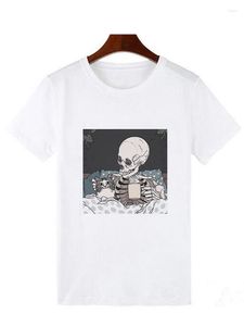 Kvinnors T-skjortor Skull Shirt Women Graphic Tee Gothic Clothes Print 2023 Fashion Tshirt Haruku Eesthetic Female Grunge T-shirt