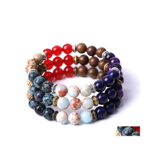 Charm armband mix och match blandade massor sten p￤rlor armband kvinnor m￤n yoga hand str￤ng smycken v￤nskap g￥va droppe leverans dhv16