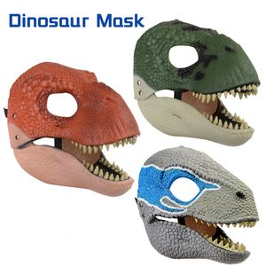 Party Masks Halloween Dragon Dinosaur Mask Snake Open Mouth Latex Horror Headgear Cosplay Po Props Decorations 230216