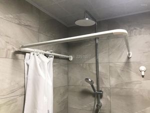 Duschvorhänge, weiß, U-förmig, gebogene Vorhangstange, Aluminiumlegierung, L-Stangen, Badezimmerschiene für Toilette