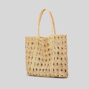 Casual Hollow Straw Shoulder Bags Paper Woven Women Handväskor Handgjorda sommarstrand Stora tygväska Big Bali Purses 2023 Holiday 230129