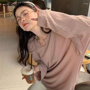 Women's T Shirts Long Sleeve T-shirts Women Autumn Solid Casual Baggy Korean Fashion Leisure Ins Simple High Street All-match Tops Basic