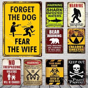 Metal Tin Sign Dark Danger Varning Zombie Signs Anpassa skräck affischväggkonstdekor för bar pubklubb fara zon järnmärke personlig storlek 30x20 cm w02