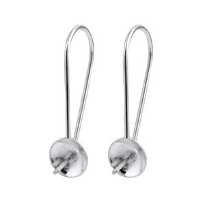 Sieradeninstellingen Eenvoudige dop met pin oorwires 925 Sterling zilveren oordraadhaken parelbevestigingen 5 paren210c