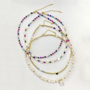 Choker Kkbead Multicolor Pärled Natural Pearl Shell Star Necklace Gold Color Beads Heart Neklaces Boho Jewellery for Women Gift