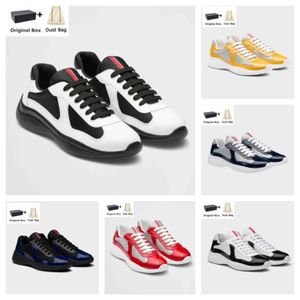 23s Herrskor Toppdesign Americas Cup Sneakers Lackläder Vandringsskor Märke Herr Skateboard Walking Runner Casual Outdoor Svart b27 Sportsko EU38-46 Med låda