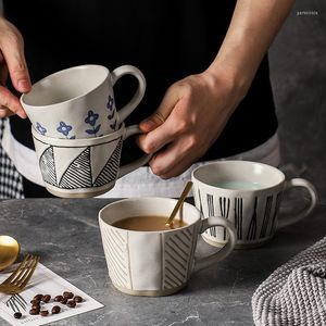 マグヴィンテージハンドペイントセラミックコーヒーマグミルクティーカップマークウォーターガラスユニークなギフト家庭用品