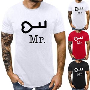 Women's T Shirts Casual Sweet Valentine's Day Tees For Coples Simple Key Printed T-shirt Comfortable Short Sleeve Letter Couple Round