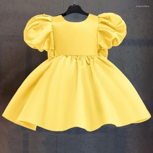 Flicka klänningar baby flickor prinsessa vintage klänning tyll bow barn vestido puff hylsa bröllopsfest födelsedag tutu kläder