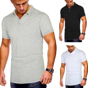 Męskie Polos Classic Men Polo Shirt Solid Lapel Shirts Marka krótkie rękawy Szczupły koszulki Summer Black Grey White Man Casualne ubranie