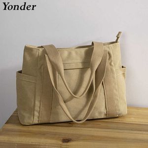 Shoulder Bags A4 Blank Female Shoulder Canvas Bag Large Women Canvas Tote Bag with Zipper China Fashion Big Fabric Cloth Tote Bags for Women 0216/23