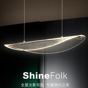 天井のライト導入レストランのシャンデリアモダンダイニングルームハンギングアークアクリルアートランプホームデコレーション照明セイリング