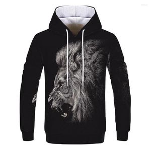 Felpe con cappuccio da uomo Felpa con cappuccio con stampa leone animale Stampa 3D 2023 Brand Fashion Sportswear Street