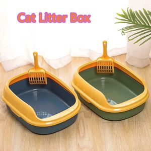 Outros suprimentos de gato que vendem uma caixa de areia de lixo de plástico de qualidade Produtos para animais de estimação bandeja de cocô de cocô de banheiro de sandbox para pá de animal pás de areia grátis 230216