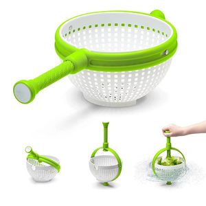 Outra organiza￧￣o de armazenamento dom￩stico que gira a cesta de lavagem vegetal drenando com a al￧a para ferramenta de cozinha Salada Dur￡vel Salada Spinner PP Dreno por Express A0072