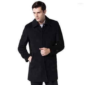 Men's Wool & Blends High-quality Winter Jacket Blend Casual Slim Collar Coat Long Cotton Single Breasted For Male Viol22
