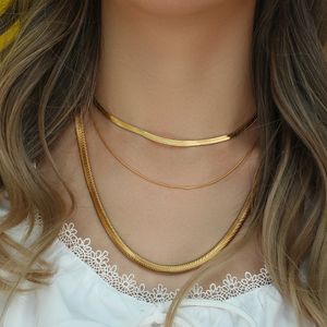 Pendant Necklaces Sexy 8mm y Herringbone Snake Chain Necklace 58cm Long Gold Plated Stainless Steel Waterproof Jewelry 230215