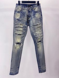 2023 O mais recente jeans de moda masculino, estilo de hip hop hole hole design de luxo designer de luxo jeans azul casual