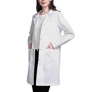 Kvinnors jackor enda bröst labbrockdoktor Blus Student Scientific Nurse Cosplay hackad lapel krage jacka med fickor 230215