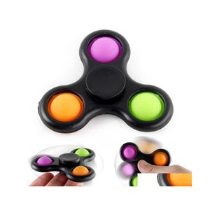 Spinning Top Black Fidget Spinner Toy Finger Decompression Toys Push Pop Bubble Sensory Hand Fingertip Spinners Wholesale Drop Deliv DHT6H