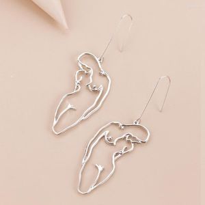 Dangle Earrings Art Abstract Body Lady Face Original Freedom Female Form Wire For Women Big Statement Jewelry