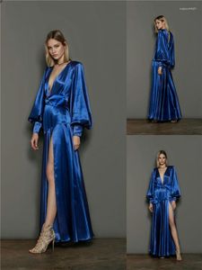 Vestido de dama de honra One peça Mulheres Sleep Rouph Robe Crystal Setin Super Shine Bath Robe Mangas compridas comprimento do piso