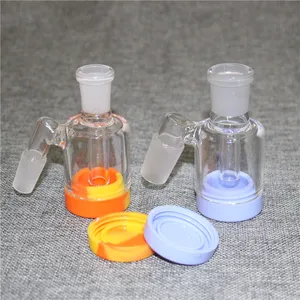 wholesale Hookah Ash Catcher with Detachable silicone container for dab oil rig mini 14mm 18mm glass ashcatcher bong