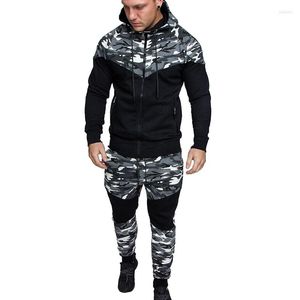 Men's Tracksuits Leisure Camouflage Printing Contrast Color Two Piece Sets Men 2023 Spring Zipper Hoodies And Pants Suits Outfits Mens