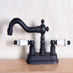 Rubinetti per lavabo bagno Bronzo lucidato a olio nero 4