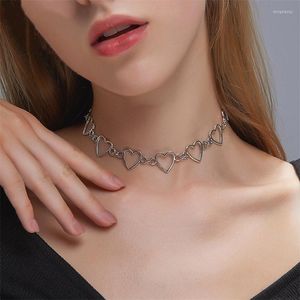 Choker 2023 Vintage Harajuku Goth Metal Heart Charms Chains Halsband för kvinnor Dänta gåva Estetiska tillbehörsmycken