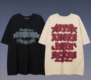 Herr t-shirts amerikansk retro hipster graffiti halv ärm bas hip-hop kort ärm t-shirt