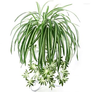 Decorative Flowers 65cm Artificial Plants Wall Hanging Chlorophytum Potted Green PVC Fake Simulation Flower Living Room Home Decor