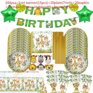 Engångsgäst i djungeln Jungle Safari Birthday Party Decoration Tabeller Animal Zoo Boy Girl 1st Baby Shower Favor 230216