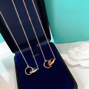 circle gold cross pendant for women sliver necklace choker pendants 18k necklaces Double ring link designer body jewelry couple fashion Valentine Party Wedding