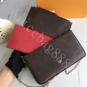 New Trend Brand Shoulder Bag For Women Chian Bag 3pcs/set Letter Print Leather Top Luxury Cross Body Bags Card Cash Holders Coin Purse Handbags With Original Box Pack