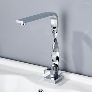 Bathroom Sink Faucets 2023 Promotions Wholesale Unique Spiral Style Brass Deck Mounted Basin Faucet Single Handle & Cold Mixer Tap