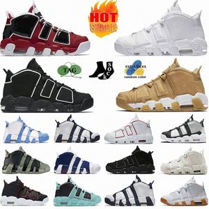 Uptempo Scottie Pippen Basketball Shoes Mens Womens air more ptempo Rosewell Raygun Black University Blue UNC Bulls Hoops Pack White Varsity Red Sports sneakers 