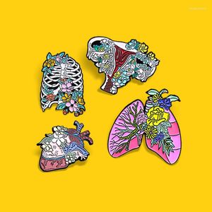 Brooches Anatomy Organ Heart Lung Uterus Sternum Bone Enamel Pin Skeleton Skull Lapel Badge Wholesale Jewelry Gift Friends