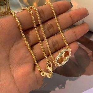 Sets Trendy Lovers Necklace Lab Diamond Cz Stone White Gold Filled chorker Pendant Necklaces for Women Bridal Party Wedding jewelry