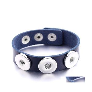 Charm Bracelets Colorf Pu Leather Three18Mm Snap Button Charms Bangle Wristband Jewelry Diy Snaps Buttons Punk Bracelet Jewellery Dr Dhbvf