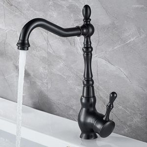 Mutfak muslukları antika retro bronz siyah banyo muslukları güverte monte tek delikli pirinç musluk bubbler spout soğuk yıkama miktarı musluk