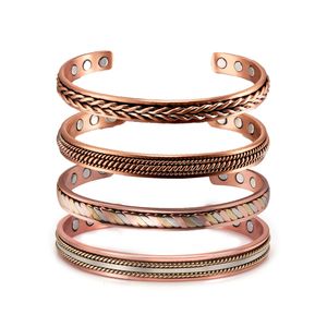 Bangle Twisted Pure Copper Magnetic Armband Fördelar Justerbara manschettarmband för män Kvinnor Anthrit Smärtlindring Health Energy 230215