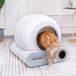 Altre forniture per gatti Lettiera intelligente automatica Autopulente Vassoio WC per animali domestici completamente chiuso Prodotti Arenero Gato 65L 230216