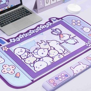 マウスパッドリストレストデータカワイカワイイウサギトラップゲーマーマウスパッドピンクかわいいマウスパッド漫画キーボードデスクマットラージマウスマットリストレストアクセサリーT230215