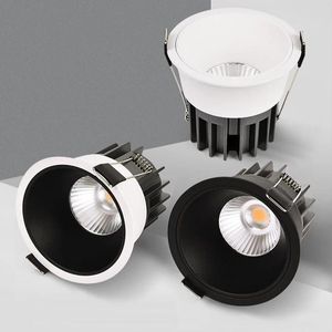 Luzes de teto Dimmível Anti-Glare Cob LED de downlights 7W9W/12W/15W AC85-265V Lâmpadas de fundo iluminação interna