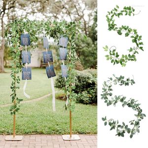 Dekorativa blommor 2 m gröna konstgjorda blad Garland Silk Fake Plants Vine Lövverk för DIY WREATH Wedding Party Backdrop Decor Garden